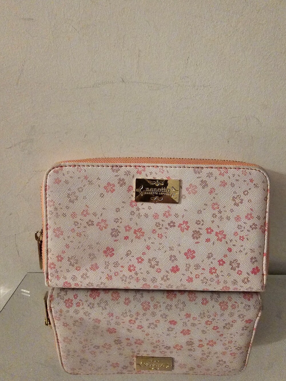 Nanette Lepore Cream Wallet with Pink Floral Print